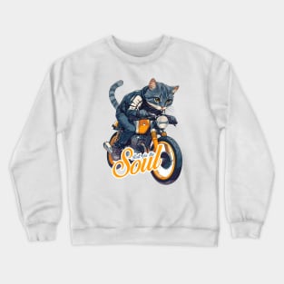 Cool cat riding motorbike Crewneck Sweatshirt